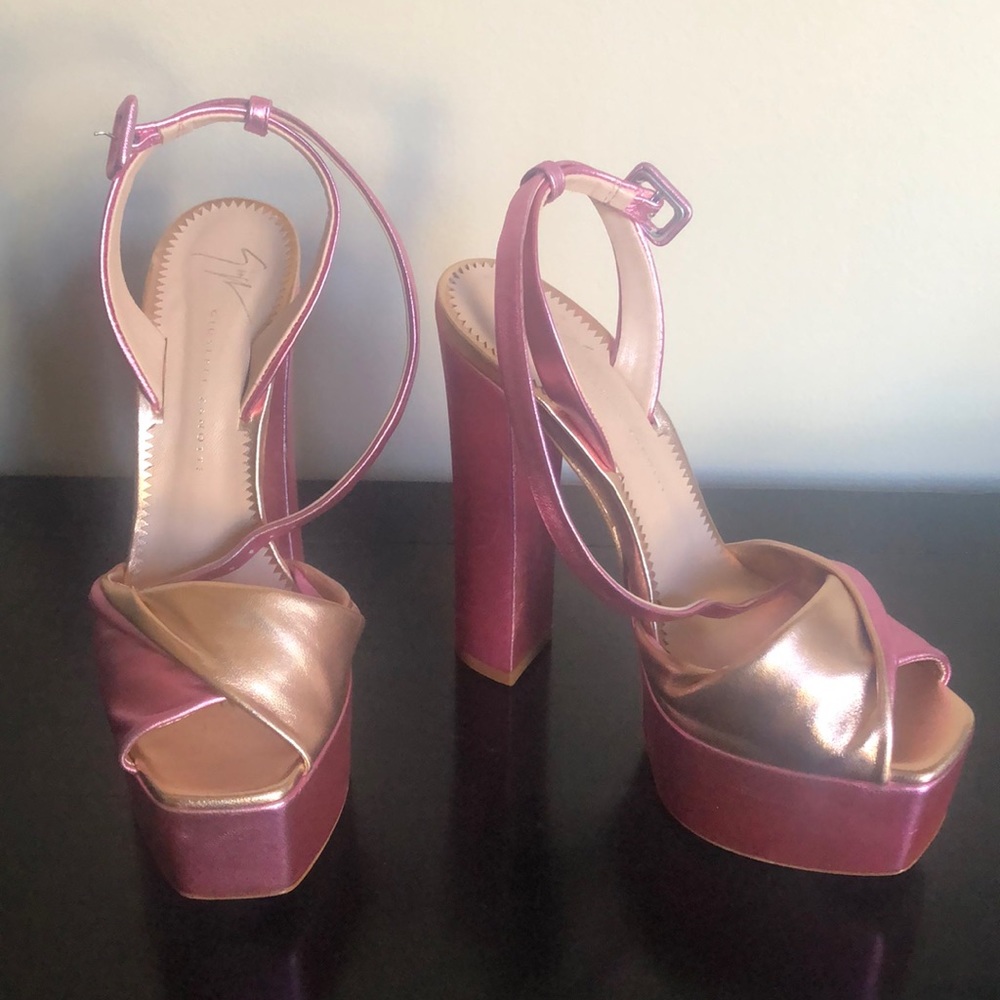 Giuseppe Zanotti Metallic Pink/Gold Platform Heels